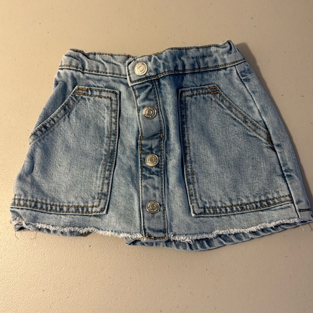 Worn ONCE denim Zara skort 18-24 months with snap buttons